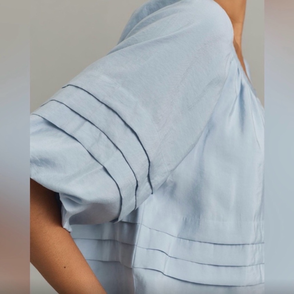 light blue Maeve bubble-hem blouse for Anthropologie - Picture 3 of 6